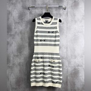 Authentic CHANEL Black and White Patterned Mini Dress